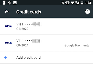 Credit Card settings in Chrome