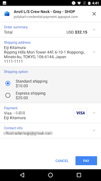 Shipping Options in Payment Request